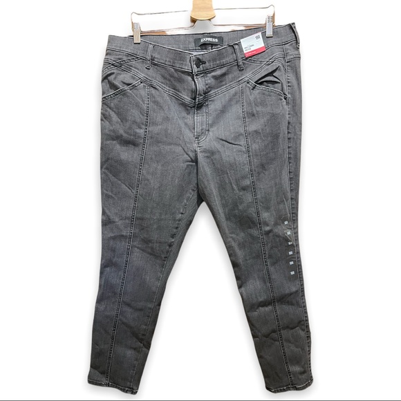 NWT Express Charcoal Grey High Waisted Skinny Jeans 18R - Picture 1 of 3